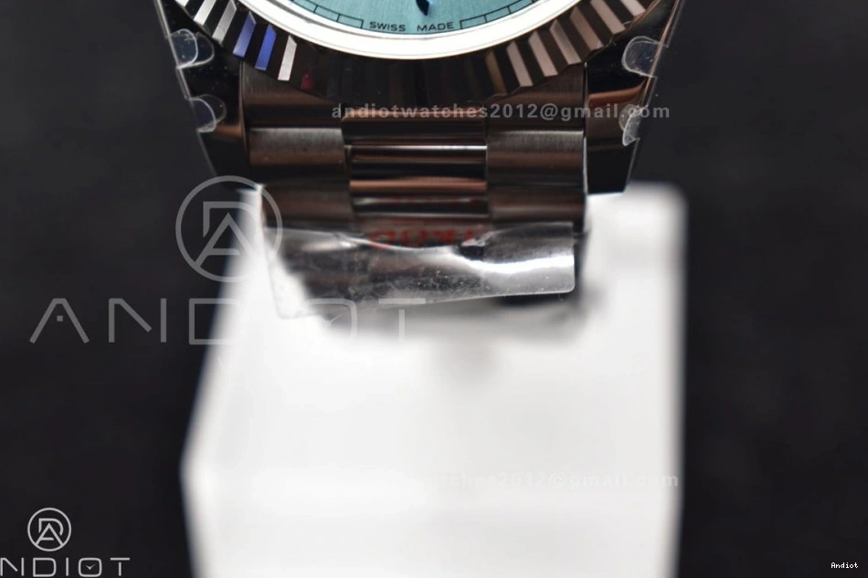 Arabic Blue 904L Dial Bracelet V2 on Markers SS A3255 President DayDate 40 Iced GMF Steel 1126